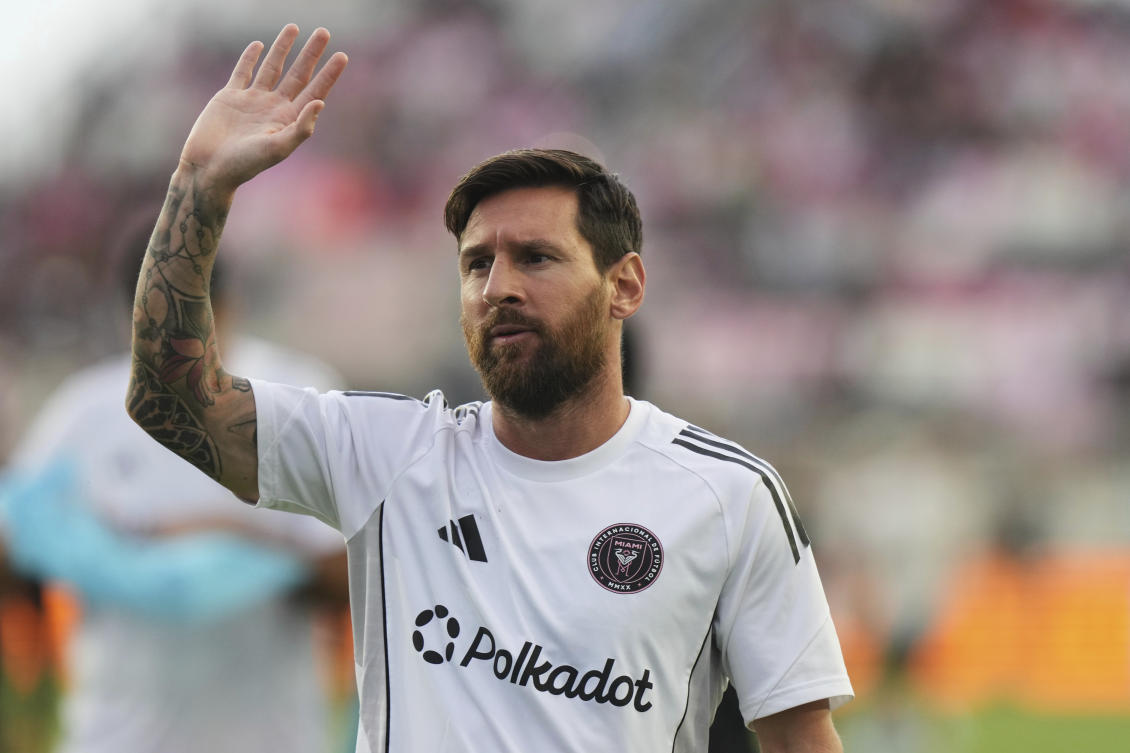 Lionel Messi continued his historic Major League Soccer scoring run Saturday, netting two goals for the fifth game in a row to lift Inter Miami to a 2-1 victory over Nashville. (AP)