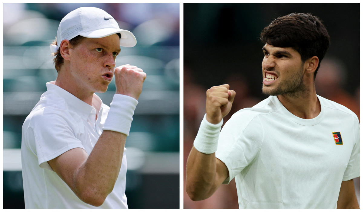 Jannik Sinner and Carlos Alcaraz are meeting to decide the Wimbledon championship just five weeks after they played each other in an epic French Open final. (REUTERS)