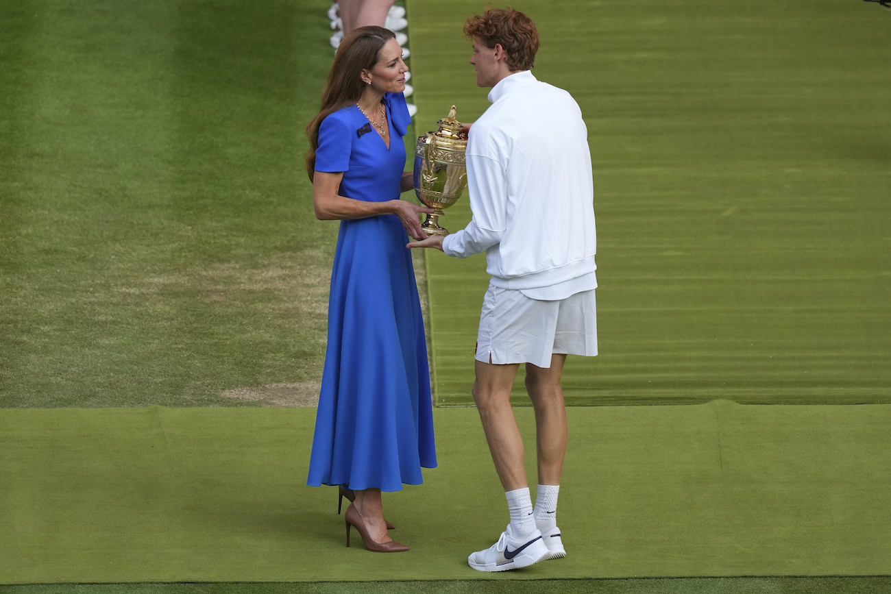 Princess of Wales hands out trophy to Jannik Sinner after Wimbledon final against Carlos Alcaraz