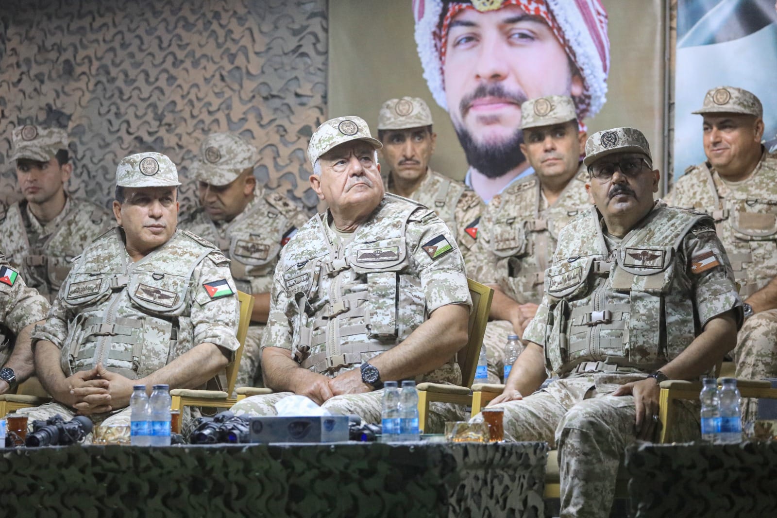 Maj. Gen. Yousef Ahmed Al-Huneiti, the chairman of the Jordanian Joint Chiefs of Staff, oversaw the drill alongside commanders of the Eastern Military Region. (Petra)