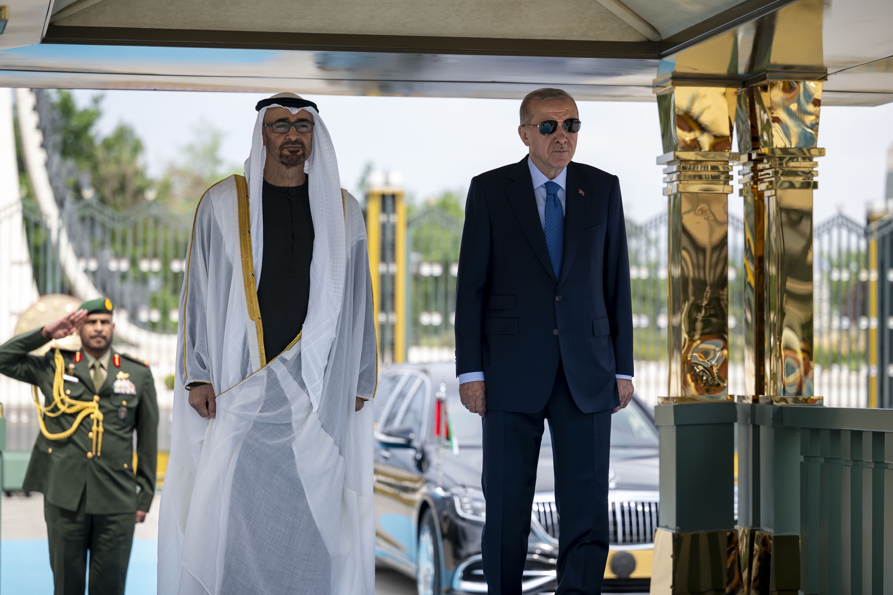 Sheikh Mohammed bin Zayed Al-Nahyan and his Turkish counterpart, Recep Tayyip Erdogan, in Ankara. (Emirates News Agency)