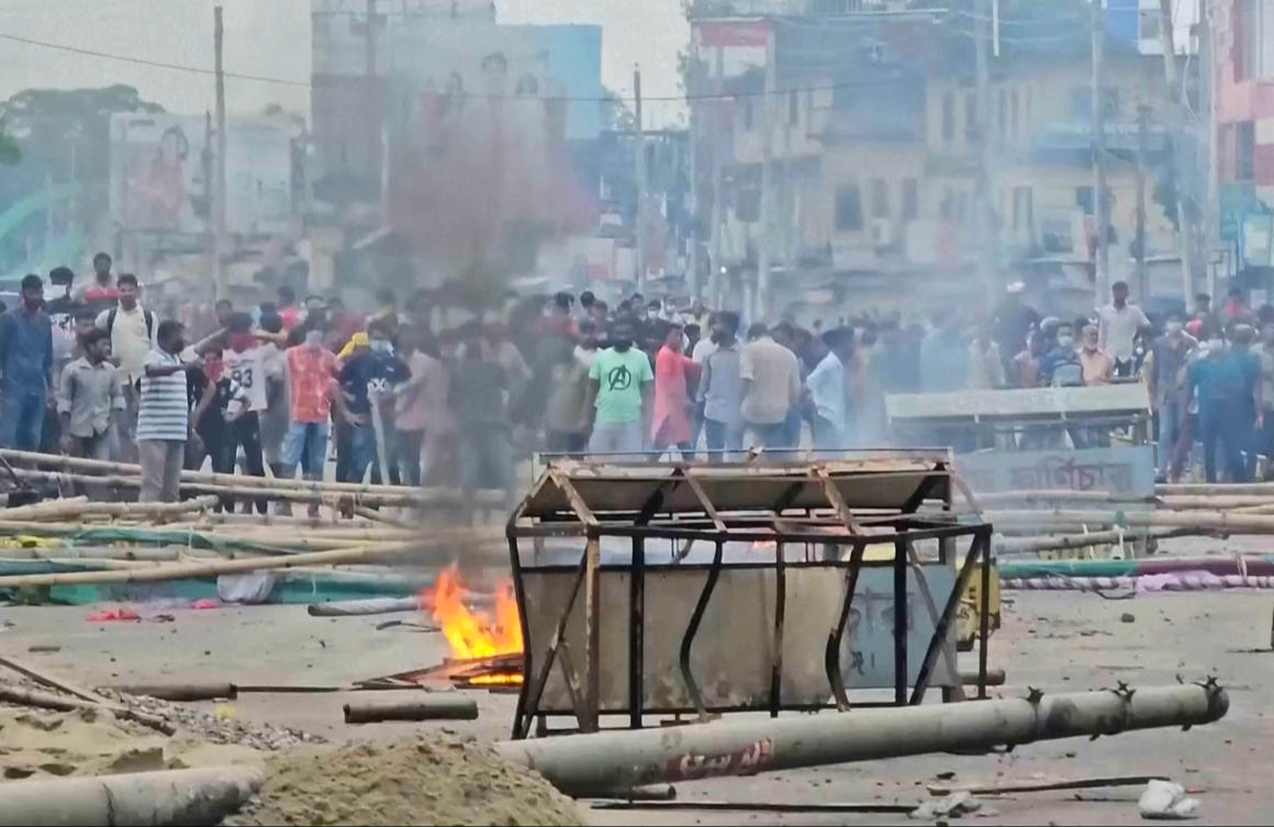 The violence erupted on Wednesday as a student-led political party — formed after Hasina’s removal last year — marched toward Gopalganj. (AP)