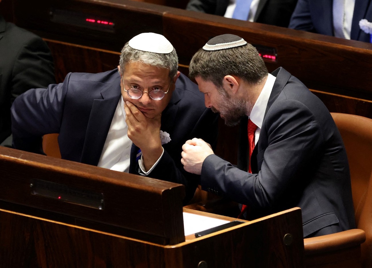 National Security Minister Itamar Ben Gvir (L) and Finance Minister Bezalel Smotrich will be declared “persona non grata,” the Slovenian government said in a statement. (File/AFP)
