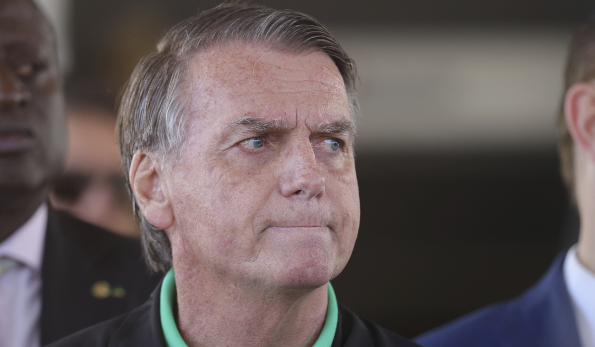 Brazil's former President Jair Bolsonaro gives a press conference outside the Senate in Brasilia, Brazil, Thursday, July 17, 2025. (AP)