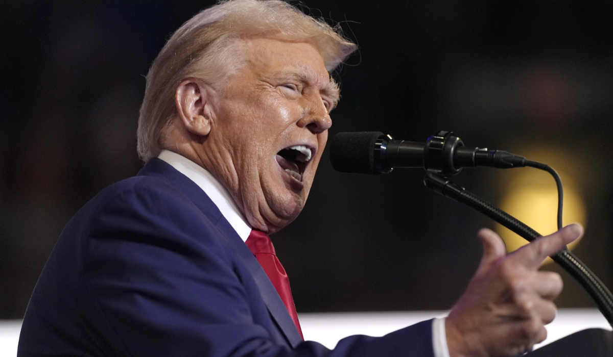 President Donald Trump speaks at a campaign rally at the Mohegan Sun Arena at Casey Plaza, Saturday, Aug. 17, 2024, in Wilkes-Barre, Pa. (AP file photo)