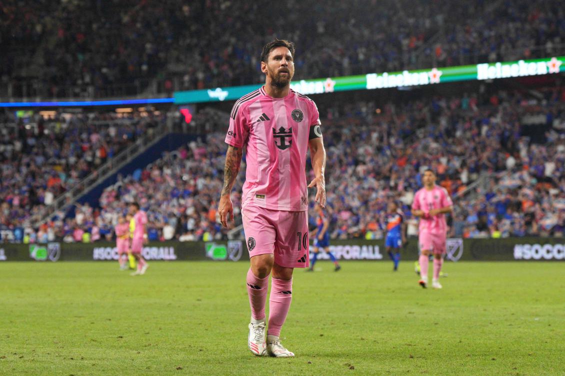 Lionel Messi #10 of Inter Miami CF reacts after the team's defeat in the MLS match between FC Cincinnati and Inter Miami CF at TQL Stadium on July 16, 2025 in Cincinnati, Ohio. (Getty Images via AFP)