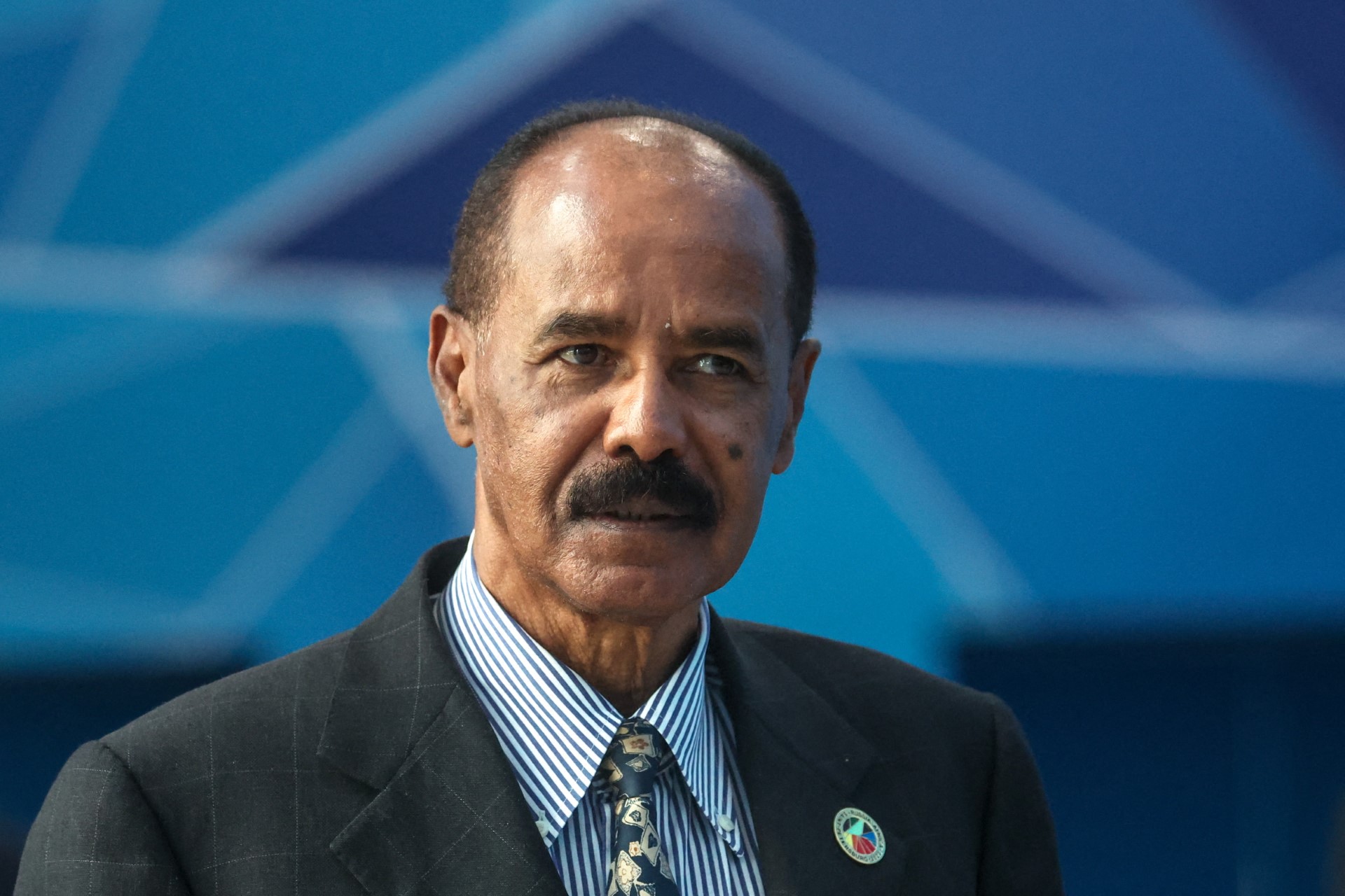 Eritrea’s President Isaias Afwerki attends the plenary session of the second Russia-Africa summit in Saint Petersburg on July 27, 2023. (AFP)