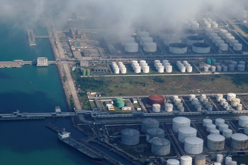 Oil and gas tanks are seen at an oil warehouse at a port in Zhuhai, China. File/Reuters