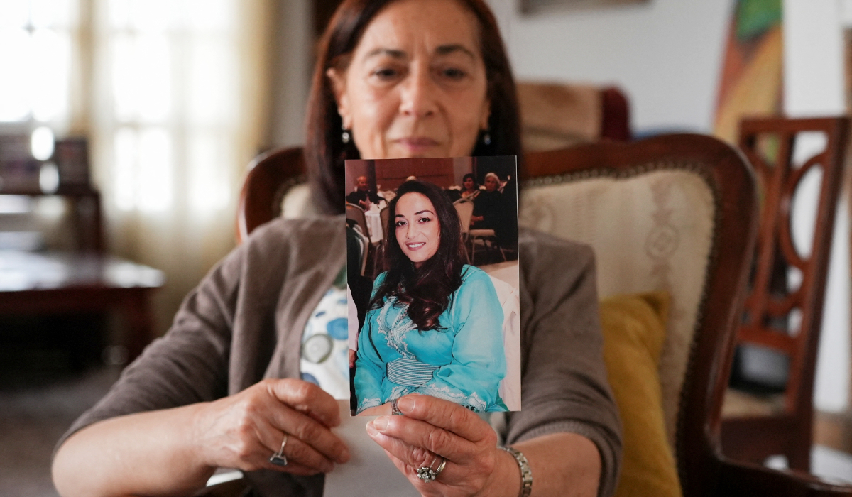 Tunisian activist Cherifa Riahi's mother Farida holds a picture of her daughter, Cherifa, at her house in Tunis, Tunisia May 11, 2025. (REUTERS)