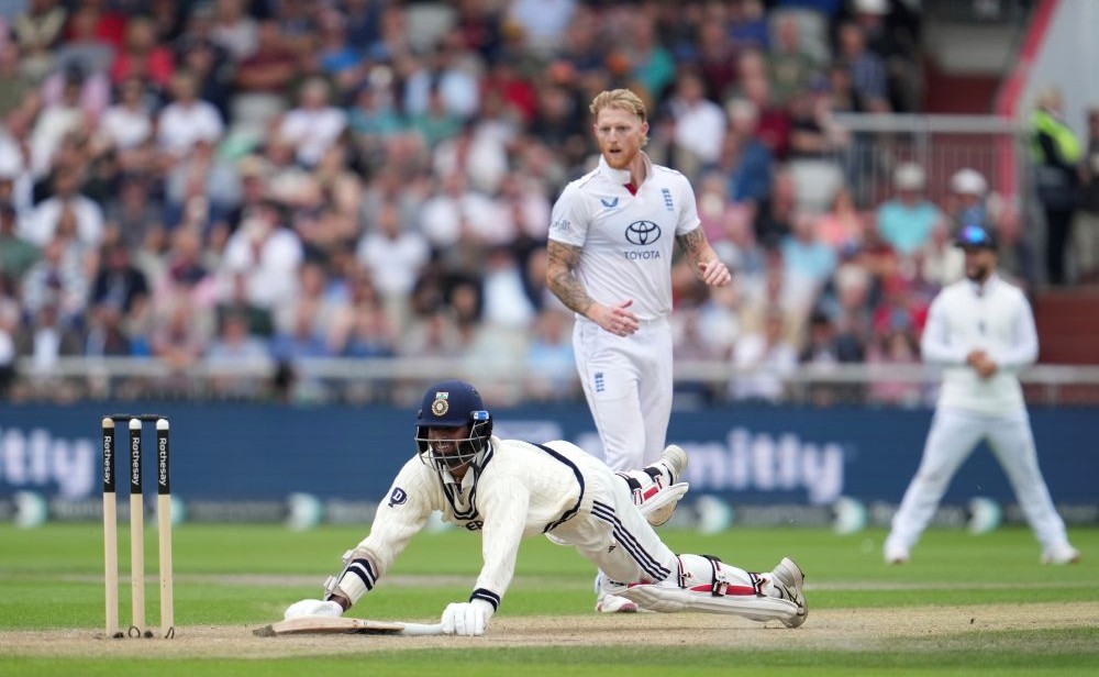 Washington Sundar in action during the second day of the fourth cricket test match between England and India at Emirates Old Trafford, Manchester, England, Thursday, July 24, 2025. (AP Photo)