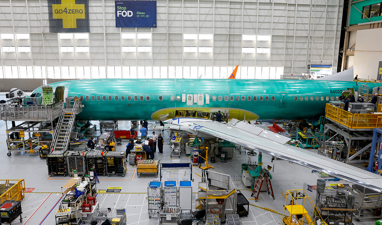 A Boeing 737 MAX aircraft is assembled at the company’s plant in Renton, Washington, US, on June 25, 2024. (Reuters/File)