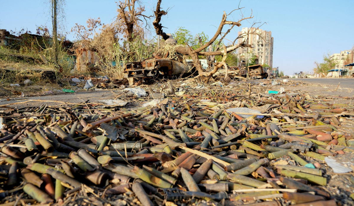 Unexploded ordnance lie on the ground on a street, after the Sudanese army deepened its control over Khartoum from the Rapid Support Forces (RSF), Sudan April 27, 2025. (REUTERS)