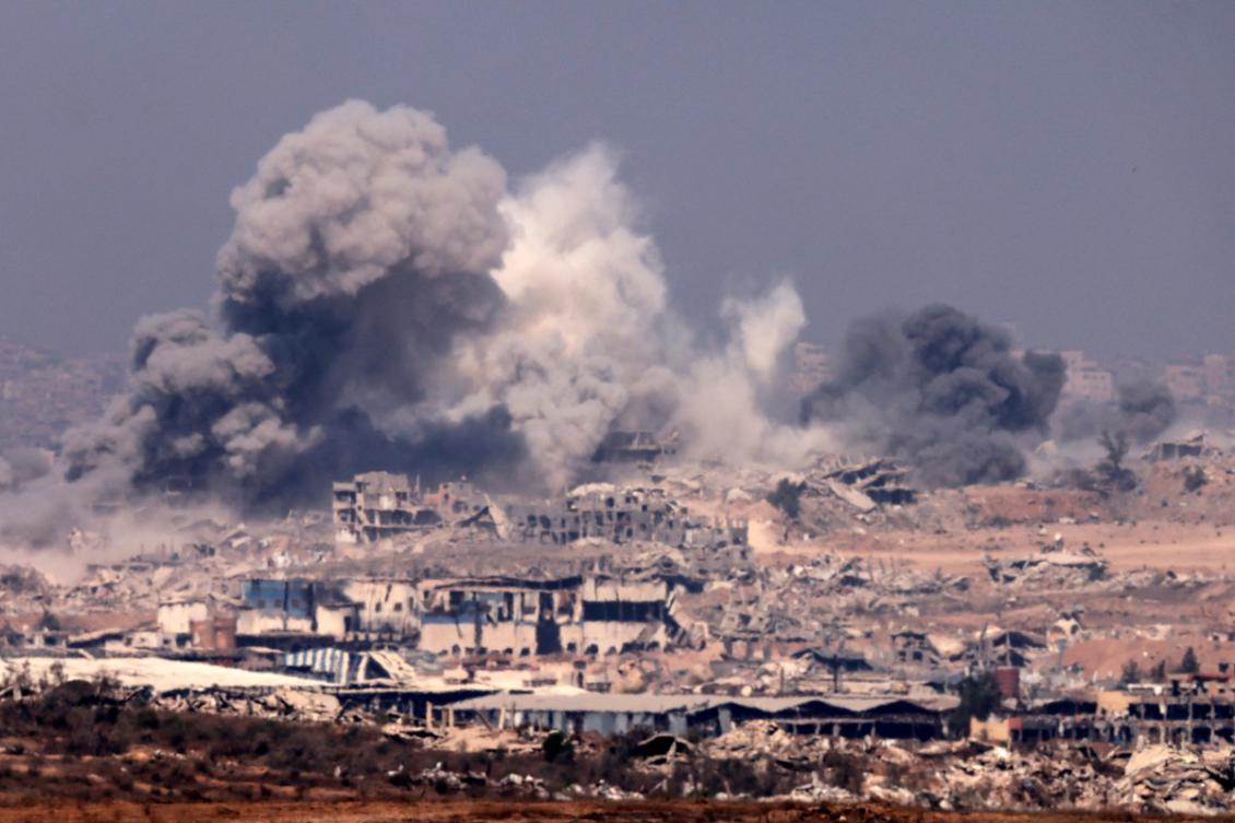 This picture taken from a position at Israel's border with the Gaza Strip shows thick smoke billowing during Israeli strikes on the besieged Palestinian territory on July 27, 2025. (File/AFP)