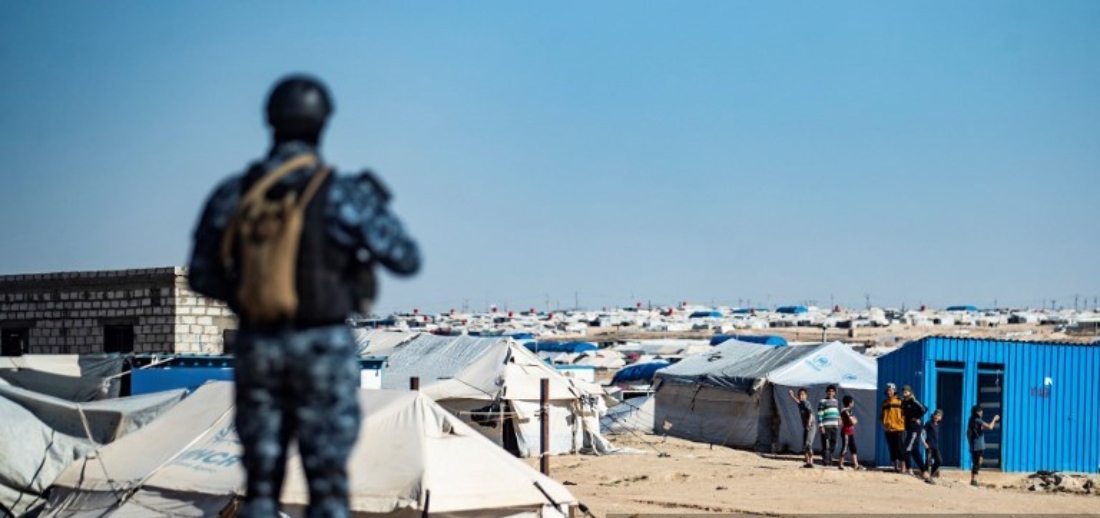 Special forces of the Syrian Democratic Forces keep watch in the vicinity of al Hol camp in northeast Syria. (AFP)