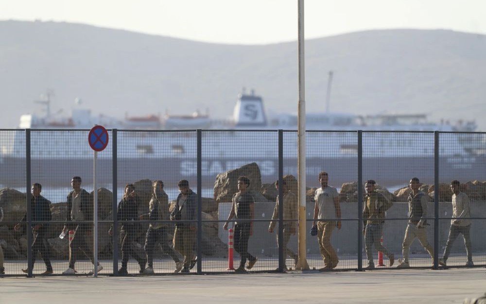Migrants rescued south of Crete disembark at the port of Lavrio, Greece, July 10, 2025. (AP Photo)