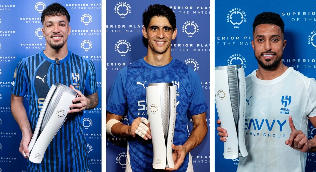Al-Hilal's Yassine Bounou, Salem Al-Dawsari and Marcos Leonardo have all received Man of the Match awards ath the 2025 FIFA Club World Cup. (SUPPLIED)