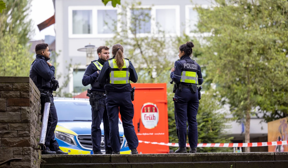 Police officers stand guard in Solingen, Germany, Aug. 25, 2024. (AP file photo)