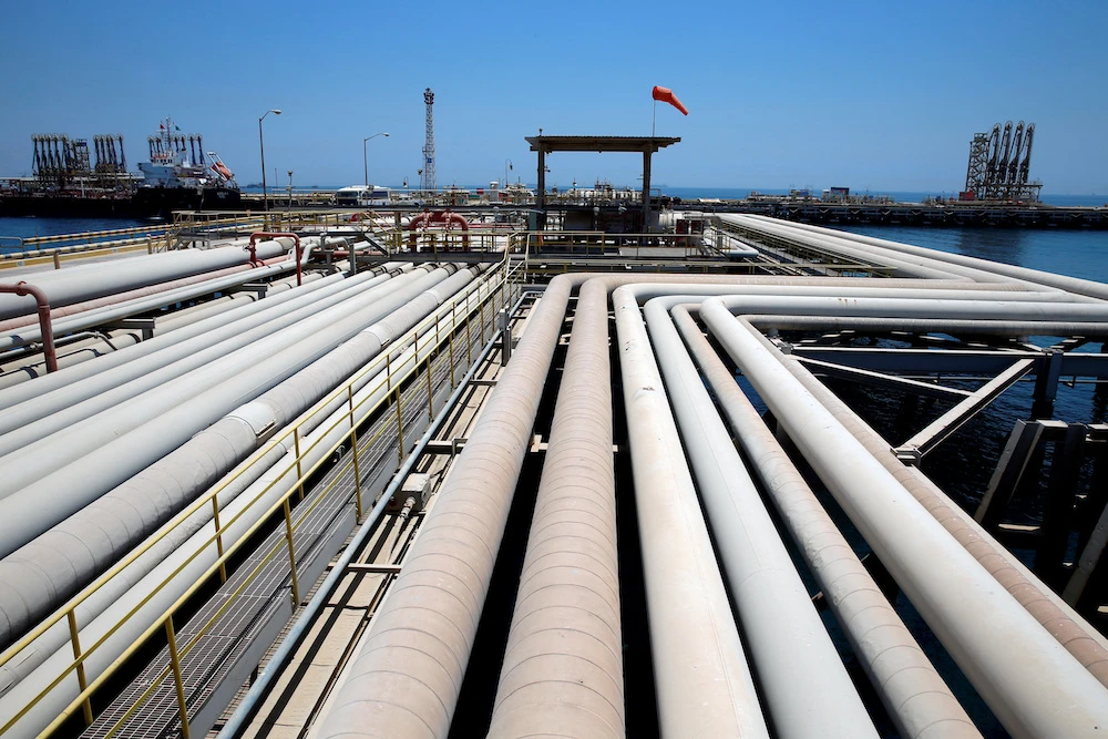 An oil tanker is being loaded at Saudi Aramco’s Ras Tanura oil refinery and oil terminal in Saudi Arabia. File/Reuters