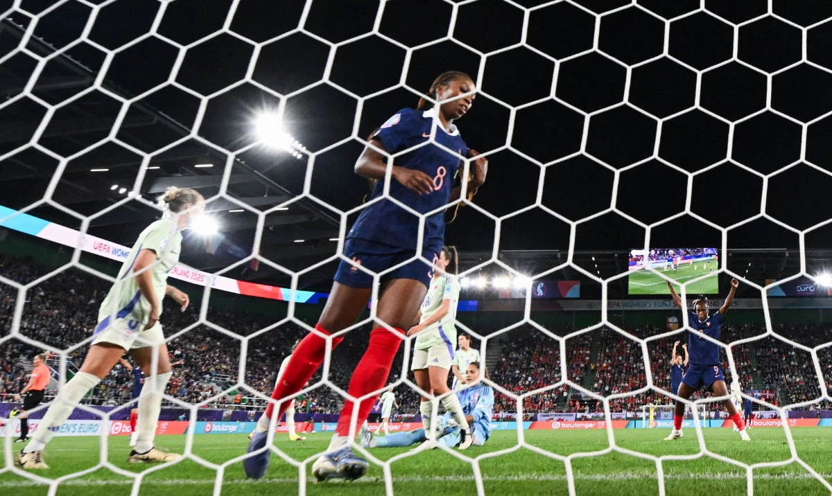 France's midfielder #08 Grace Geyoro celebrates after scoring the fourth goal of the match during the UEFA Women's Euro 2025 Group D football match between France and Wales at the Arena St.Gallen in St. Gallen on July 9, 2025. (AFP)