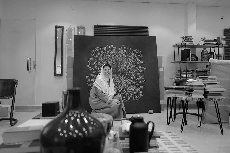Lulwah Al Homoud's work is rooted in geometry, Arabic calligraphy, and deep spiritual reflection. (Photo credits ©2021 Omar AlBraik)