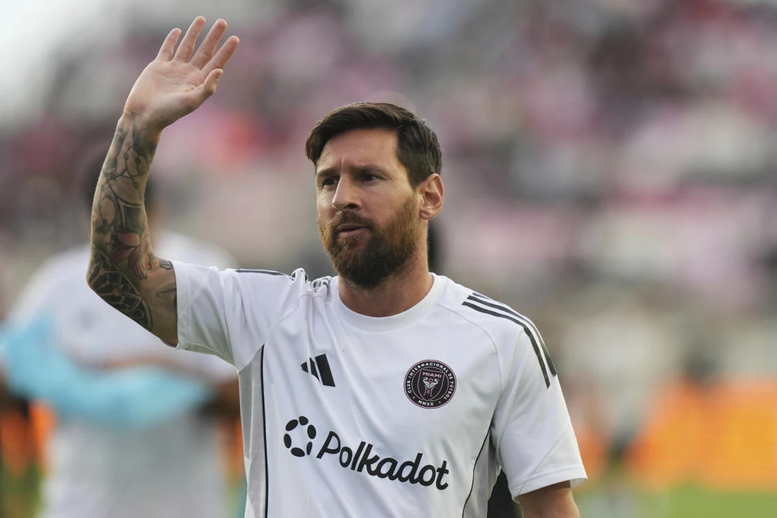 Lionel Messi continued his historic Major League Soccer scoring run Saturday, netting two goals for the fifth game in a row to lift Inter Miami to a 2-1 victory over Nashville. (AP)