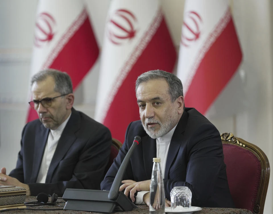 Foreign Minister Abbas Araghchi said in a speech to Tehran-based foreign diplomats that Iran has always been ready and will be ready in the future for talks about its nuclear program. (Iranian Foreign Ministry via AP)