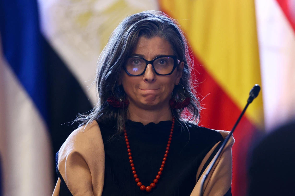 Francesca Albanese, UN Special Rapporteur for the occupied Palestinian territories, reacts at an Emergency Conference of States, hosted by Colombia and South Africa, in Bogota, Colombia, July 15, 2025. (Reuters)