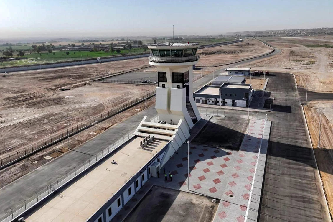 This handout picture released by Iraq’s Prime Minister’s Media Office shows the traffic control tower of Mosul International Airport in northern Iraq during its re-opening on July 16, 2025. (AFP)