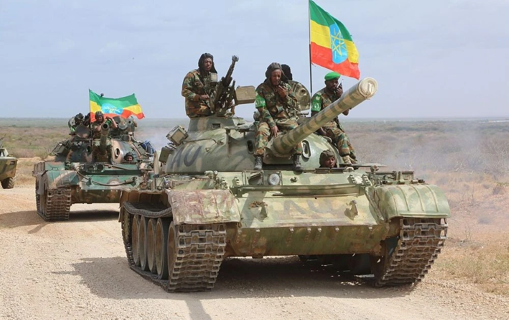 Ethiopian armed forces on maneuvers; the landlocked country shares a long border with Somalia, which for months has been experiencing a resurgence of attacks by the militant Al-Shabab group. (Wikimedia Commons)