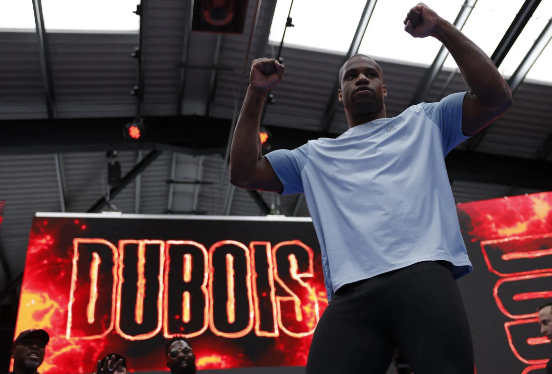 Daniel Dubois works out at BoxPark Wembley, London, Britain, July 16, 2025. (Reuters)