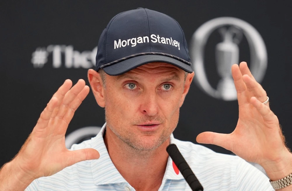 England’s Justin Rose in action during a practice round for the 153rd Open Championship. (Reuters)