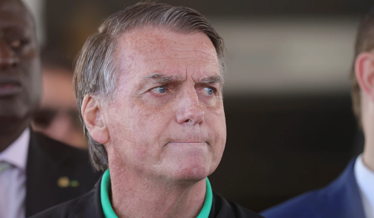 Brazil's former President Jair Bolsonaro gives a press conference outside the Senate in Brasilia, Brazil, Thursday, July 17, 2025. (AP)