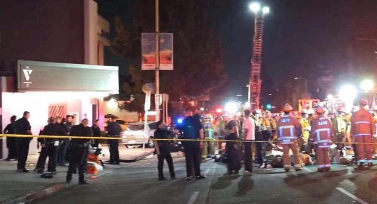 A vehicle drives into a crowd in Los Angeles, injuring 30 people, including at least 3 critically