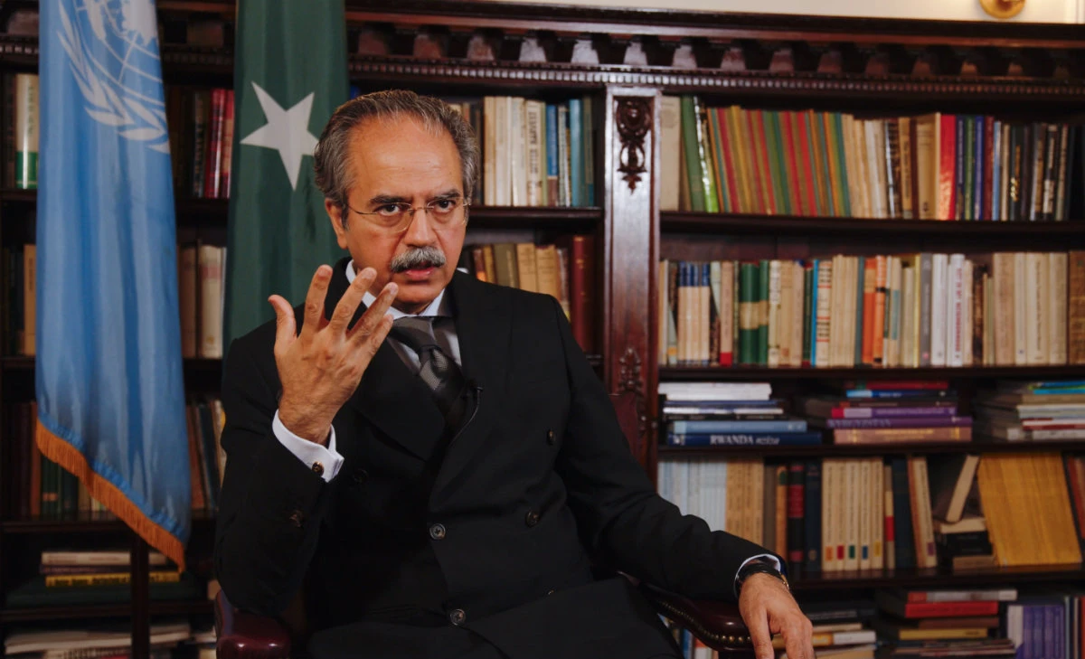 Asim Iftikhar Ahmad, Pakistan’s permanent representative to the UN, in an interview with Arab News. (AN photo)