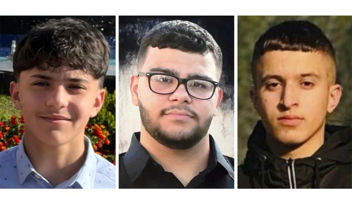 This combination of undated images provided by by Muhammed Rabee, Hafeth Jabbar and Hamed Khdour shows, from left, Amer Rabee, Tawfic Abdel Jabbar and Mohammad Khdour, three Palestinian-American teenagers who have been killed in the West Bank since the Gaza war began. (AP)