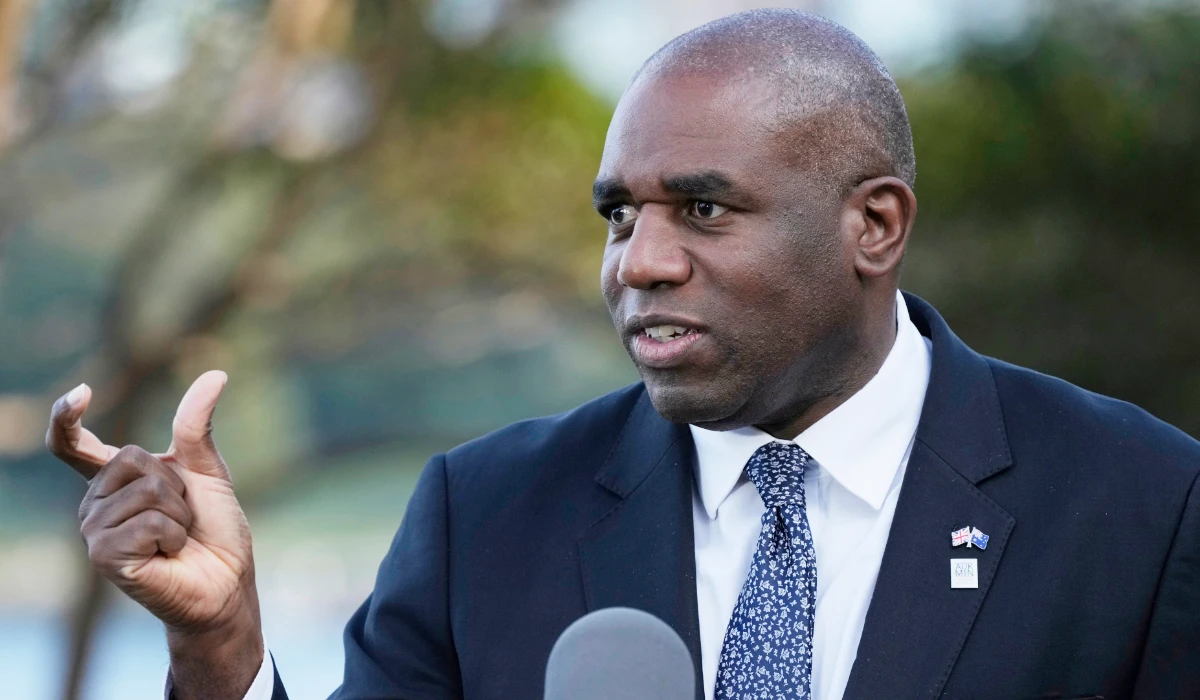 Britain's Secretary of State for Foreign, Commonwealth and Development Affairs David Lammy speaks at a press conference at Admiralty House following the Australia-UK Ministerial Consultations (AUKMIN) in Sydney, Australia, Friday, July 25, 2025. (AP)