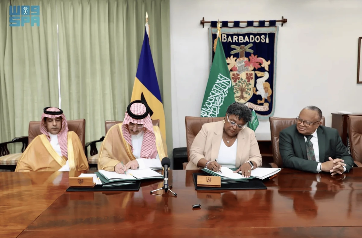 CEO of the SFD, Sultan bin Abdulrahman Al-Marshad, signed the deals with the Prime Minister of Barbados, Mia Amor Mottley. SPA
