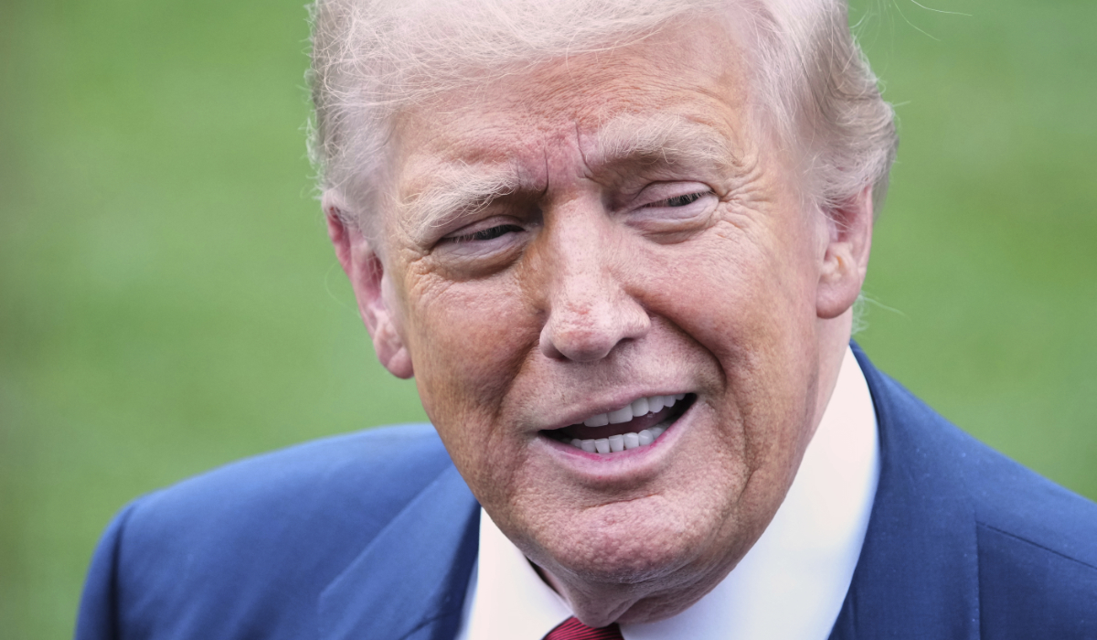 President Donald Trump speaks with reporters before walking across the South Lawn of the White House to board Marine One en route to Joint Base Andrews, Md., Friday, Aug. 1, 2025, in Washington. (AP)
