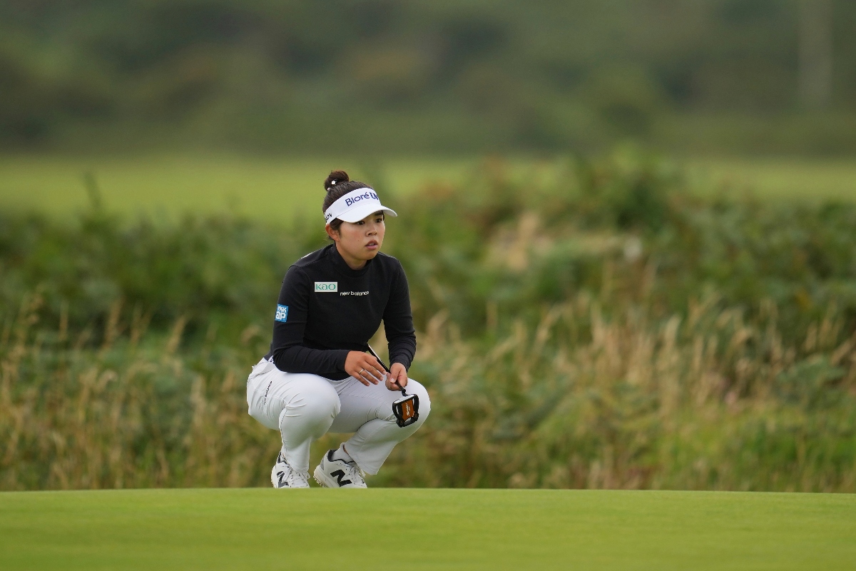 Miyu Yamashita of Japan during the second round of the Women's British Open golf championship, at Royal Porthcawl Golf Club in Porthcawl, Wales, Friday. (AP)