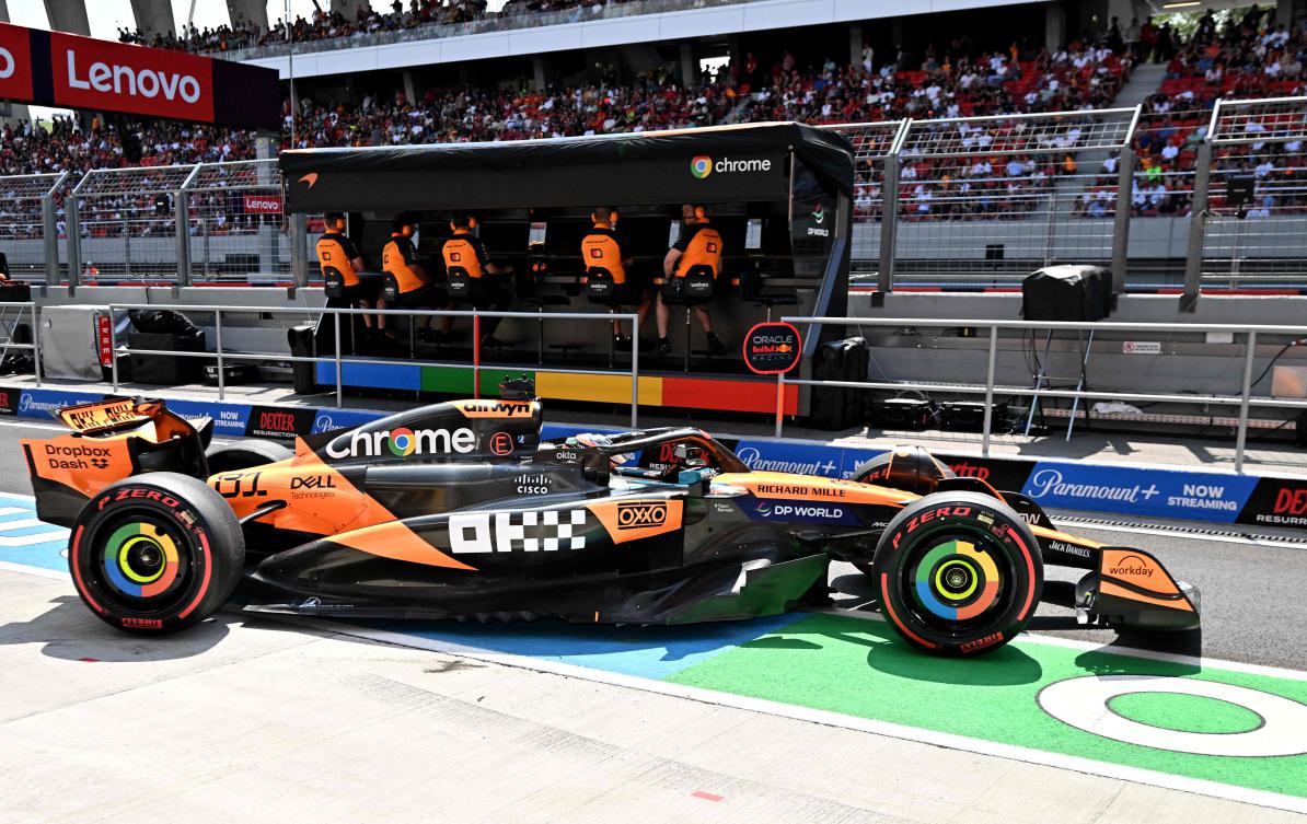 Formula One championship leader Oscar Piastri beat team-mate and title rival Lando Norris by just three-hundredths of a second as McLaren dominated. (AFP)