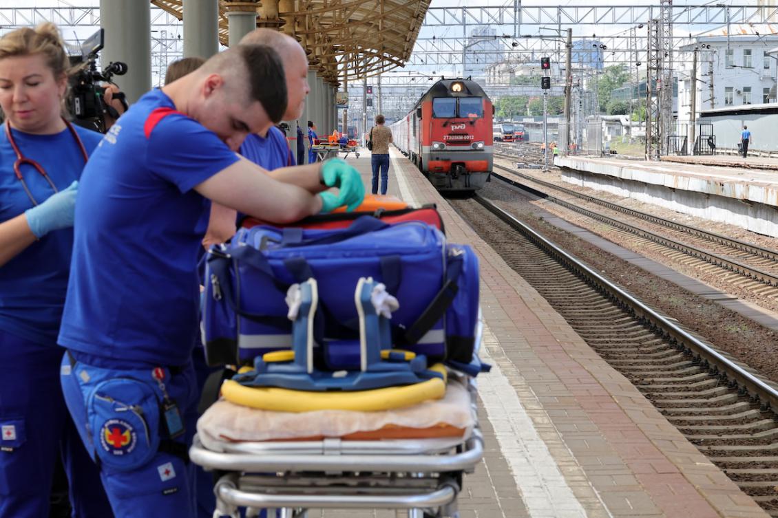 The accident in northwestern Russia occurred at 0300 GMT, Russia’s rail network said. The bus was on the tracks when the train hit it at full speed. (FILE/AFP)