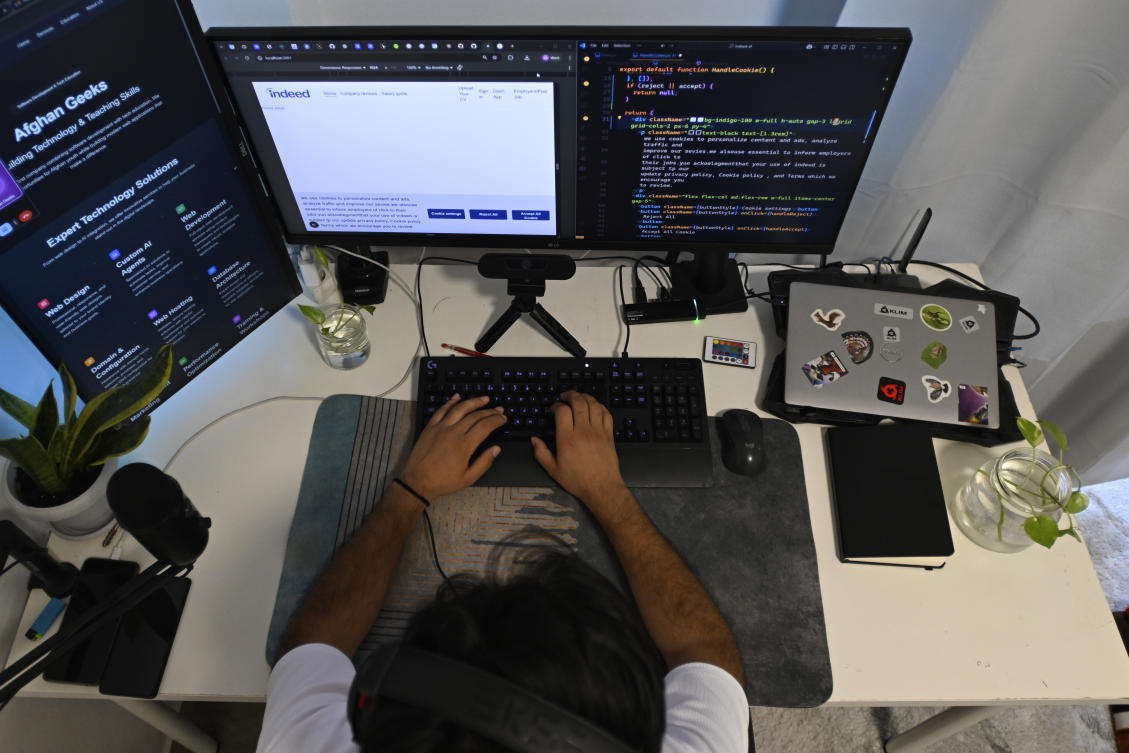 he young man started Afghan Geeks to help women in his homeland by teaching coding and offering mentorship. (AP)