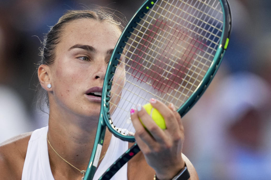 Aryna Sabalenka needed 54 minutes and a service break in the final game to clinch the opening set with a stinging winner. (Imagn Images)