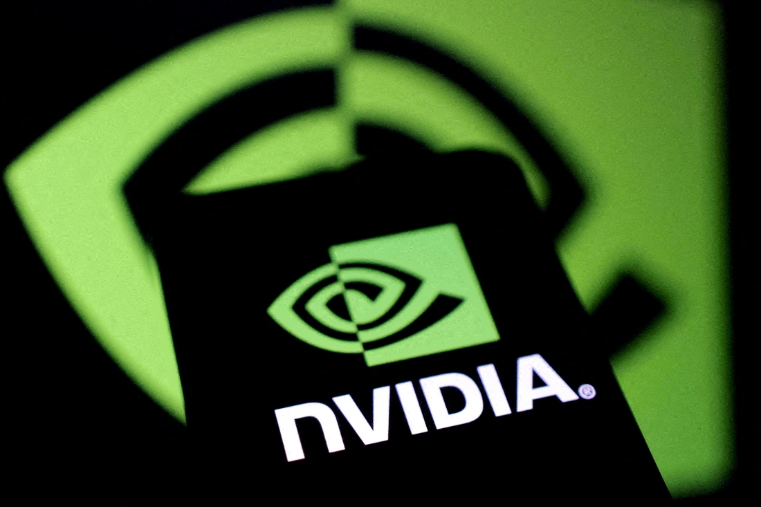 An illustration of the NVIDIA logo. (Reuters)