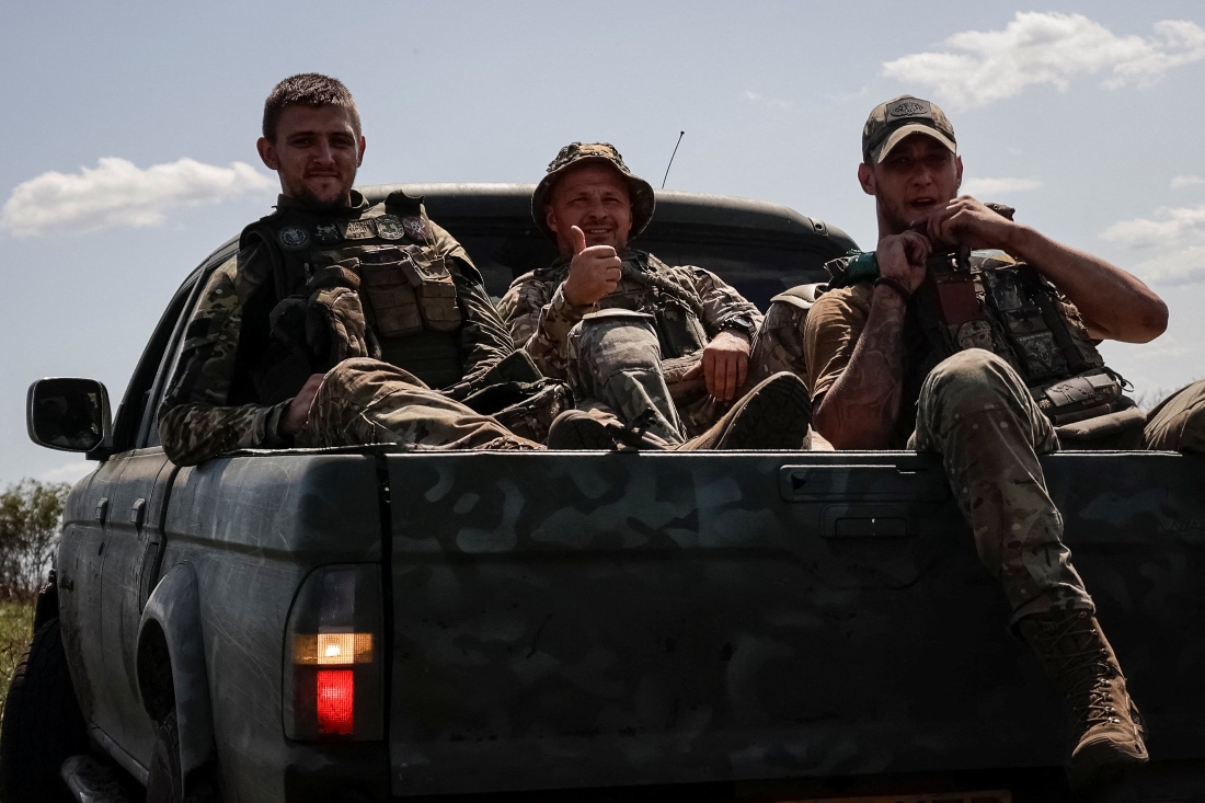 Ukrainian servicemen attend a training between combat missions at a training ground in Kharkiv region, Ukraine. (Reuters)