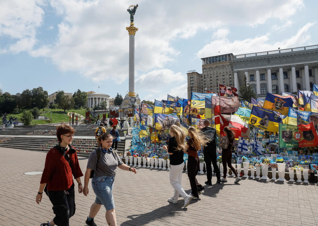 Above, Independence Square of Ukrainian capital Kyiv on Aug. 11, 2025. US president Donald Trump has repeated that ‘there’ll be some land swapping going on’ in his forthcoming talks with Russian President Vladimir Putin. (Reuters)