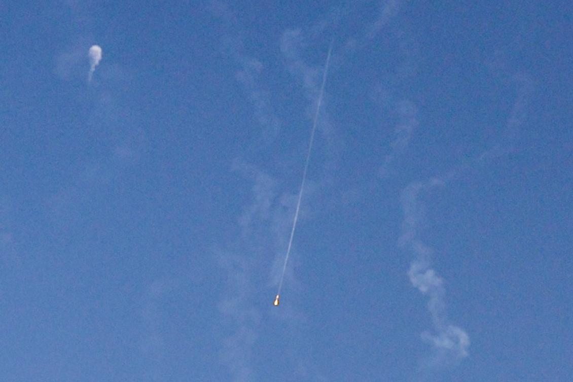 Missiles fired from Iran towards Israel are intercepted in Jordanian airspace over Amman on June 19, 2025. (File/AFP)