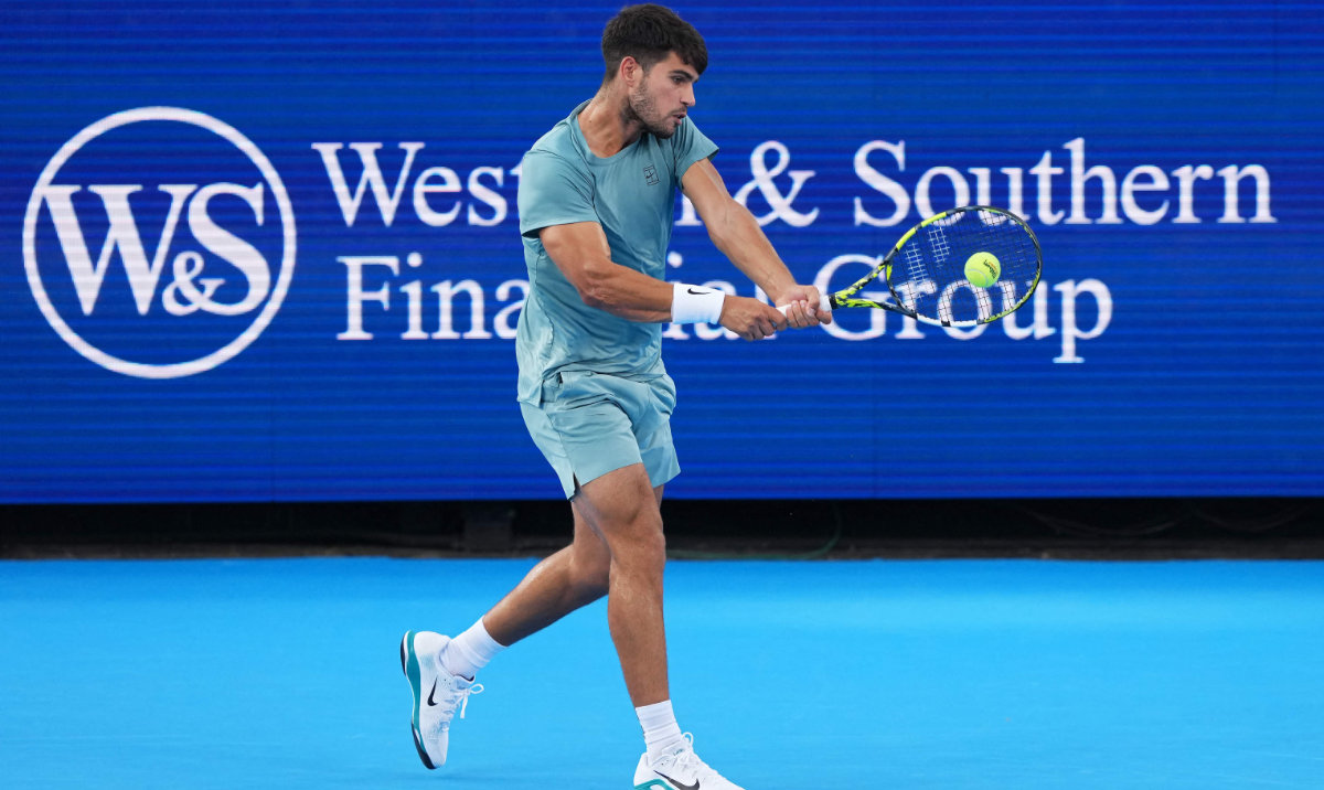 Carlos Alcaraz, above, and Sinner World number one Jannik Sinner played for trophies this season in Rome, Roland Garros and Wimbledon, with the Italian winning their most recent at the All England Club last month. (AFP)