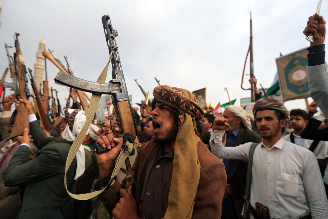 Above, armed Yemenis during a rally in the Houthi-run capital Sanaa on Aug. 15, 2025. (AFP)