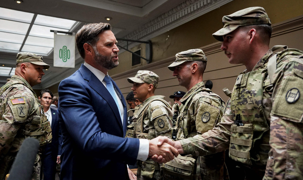 Top White House officials turn to public appearances with troops as a tense Washington watches